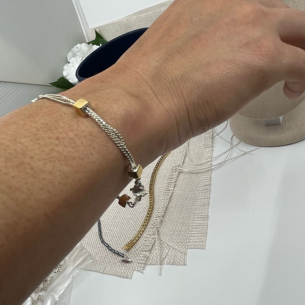 Vintage Napier Triple-Strand Gold & Silver Tone Bracelet – 7.5" - Picture 3 of 16